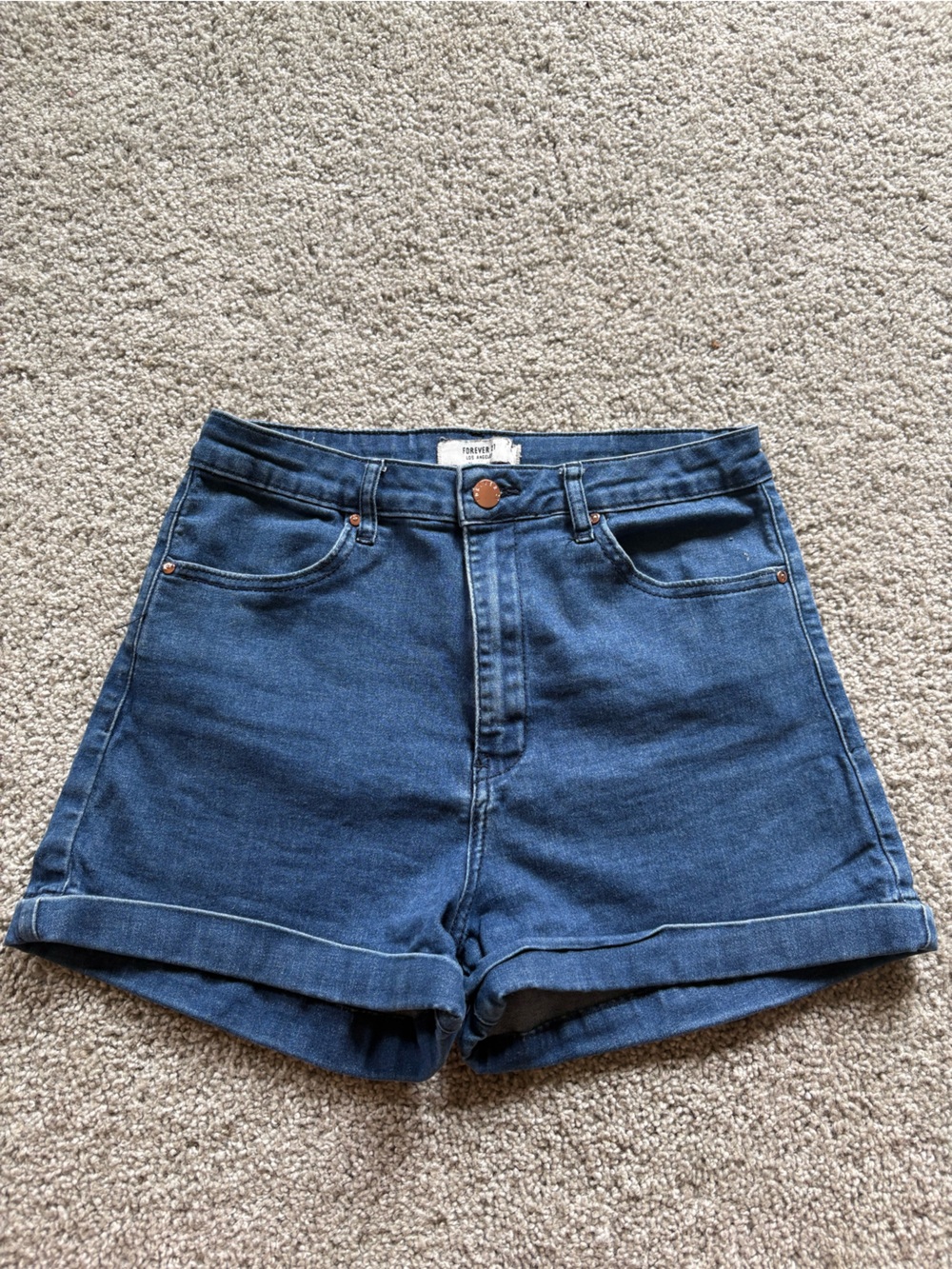 Forever 21 Blue Denim Skirt with Copper Button